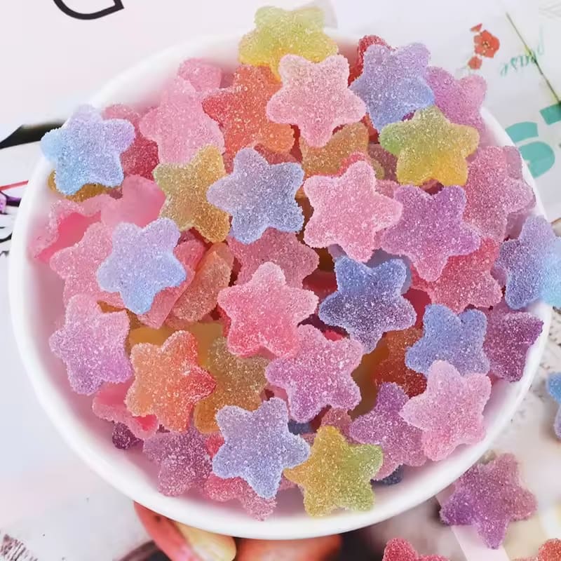 50Pcs Mini Simulation Soft Candy Five-pointed Star DIY Accessories Earring Material Fake Fudge Hairpin Decoration